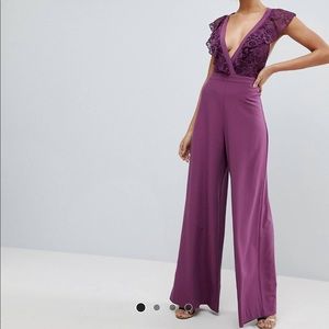 ASOS wrap lace jumpsuit wide leg